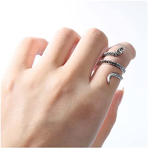 Yheakne punk cobra anéis prateados meio aberto anel de cobra anéis de serpentes vintage anéis de cobra ajustáveis ​​jóias góticas