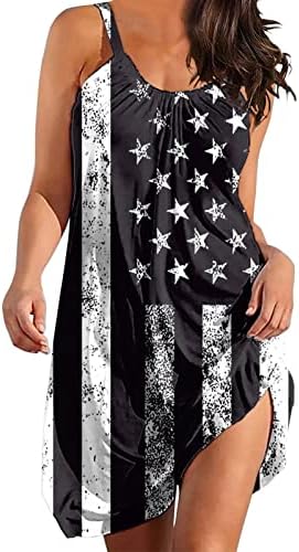 Kuaileya Sun Dresses Day Independence for Women Fashion American 4 de julho Elegante o Gconto Sundress Lace Up Up