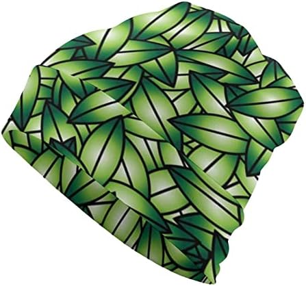 Folhas verdes elementos de design unissex gorro chapéu de tampa de caveira quente tampa de pulôver para dormir casual um tamanho