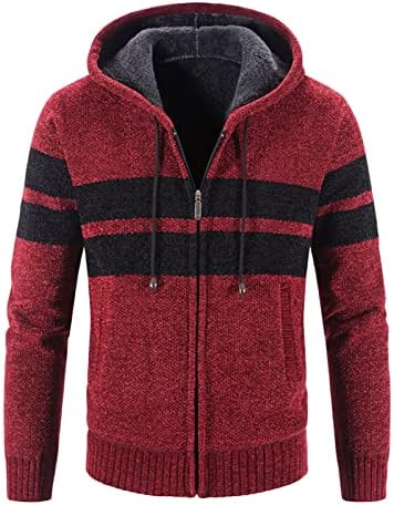 Cardigan suéter de malha de zíper de zíper masculino Bloco de lã de lã de com capuz de moletom com capuz de moleto de manga longa