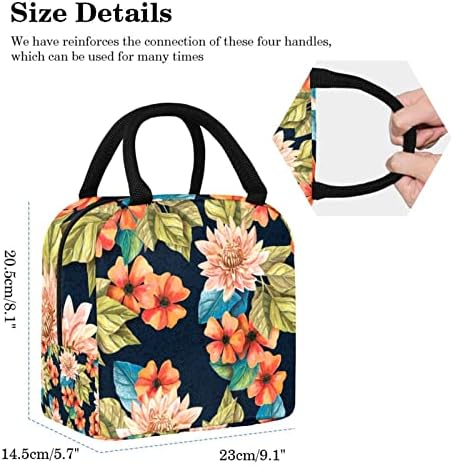 Bolsa de lancheira em aquarela que floresce a bolsa para mulheres, saco de resfriador largo e isolado à prova d'água à prova