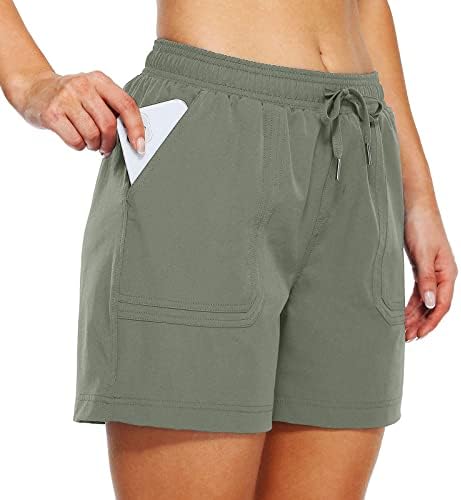 Shorts para mulheres Casual Casual Cantura elástica rápida seca esportiva academia solta Roupas confortáveis ​​correndo com bolsos