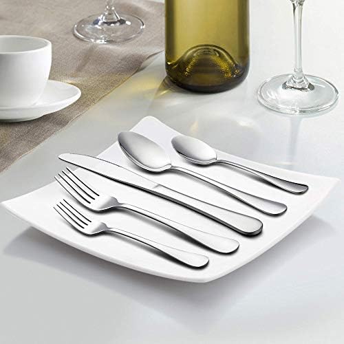 Lianyu 35 peças talheres de talheres de talheres de talheres com conjunto de blocos de facas, serviço de utensílios de aço inoxidável de 20 peças para 4, 15 peças Faca de cozinha com bloco de madeira, lava -louças