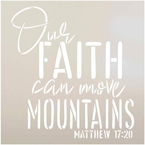 Mateus 17:20 estêncil por Studior12 | A fé pode mover montanhas | Inspiração cristã cursiva de presente de bricolage | Verso da