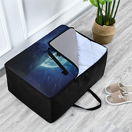 Mnsruu Blanket Storage Bag, Unicorn Night de grande capacidade Organizadores de cobertor para o edredom King Closet, travesseiro,