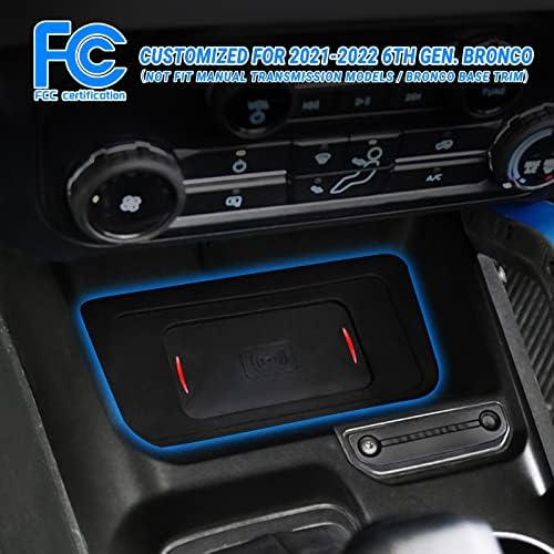 KLUTCHTECH 2021 2022 2023 Console Pad Pad para Ford Bronco Acessórios 15W Console Oem Center Fast Wireless Charging Mat Kit FIT FORD
