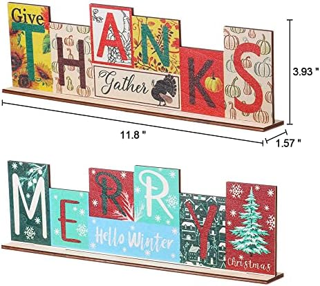 Ação de Graças/Decorações de Natal placar de madeira, placar de madeira festiva de dupla face, decoração de ação de ação