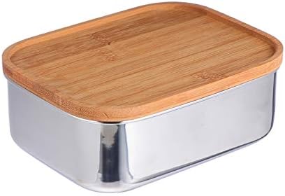 Besportble bento lancheira caixa bento caixa bento caixa bento recipientes de alimentos de aço inoxidável com tampas de madeira