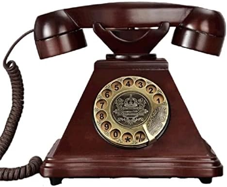 N/A Dial rotativo antigo telefone fixo Telefone europeu de madeira sólida retrô telefone telefone em casa telefones de escritório