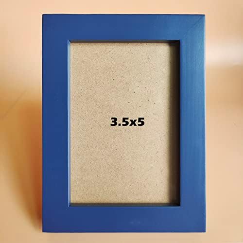 KELE Modelo 3.5x5 quadros de quadros azuis de madeira maciça, painel de plástico. Janela de mesa ou parede.