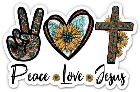 Peace Love Jesus adesivo - adesivo de laptop de 3 - Vinil impermeável para carro, telefone, garrafa de água - Decalque