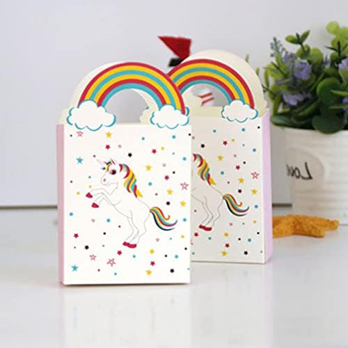 STOBOK 10PCS Rainbow Unicorn Favor Favors Bags Saco de papel unicórnio com alças sacos de papel de tratamento de