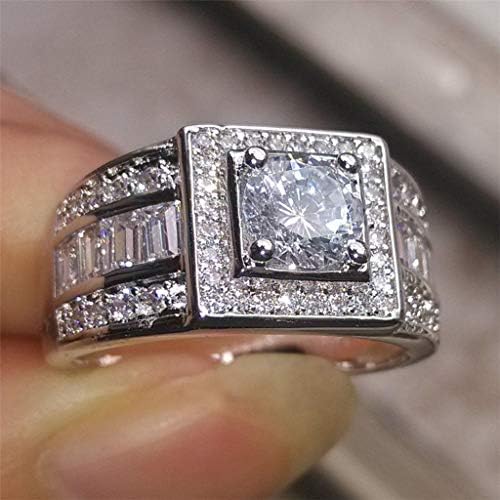 Promessa feminina anéis de moda elegante anel de diamante quadrado geométrico para anéis de noivado de zircão de luxo masculino