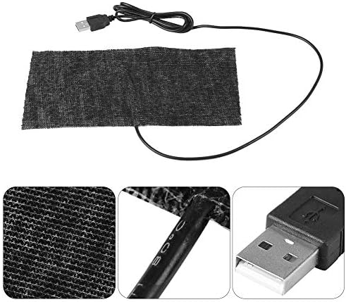 Almofada de aquecimento USB, tapete de aquecimento de fibra de carbono 7,87 x 3,94 polegadas almofadas de aquecimento preto 5V para