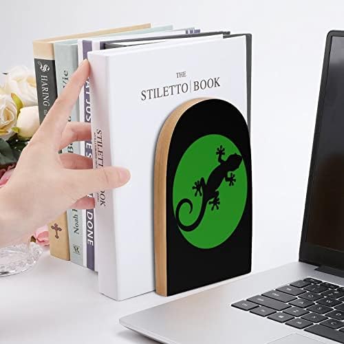 Gecko Wood Wood Decorativo Livros Livros não esquisitos End para prateleiras 1 par 7 x 5 polegadas