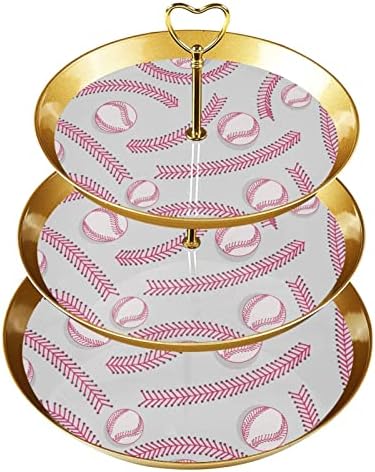 Dragonbtu 3 cupcake de camada com haste dourado plástico de plástico sobremes