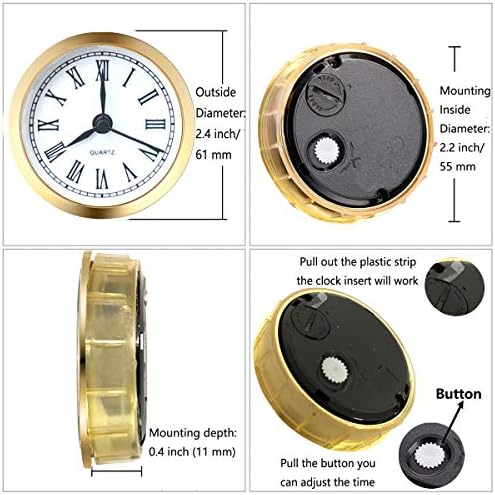 Mini relógio inserir 2,4 polegadas de quartzo redondo movimentos de ajuste em miniatura relógio branco discagem branca tomar