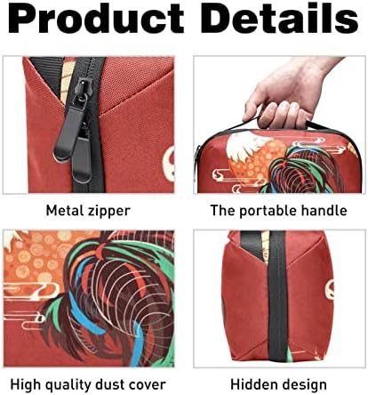 Bolsa de higiene pessoal Kit DOPP pendurado para homens de barbear resistentes à água para viajar, ondas vermelhas de galo retrô