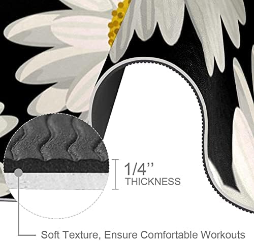 Exercício e fitness de espessura sem escorregamento 1/4 tapete de ioga com estampa floral preta de margarida para yoga pilates