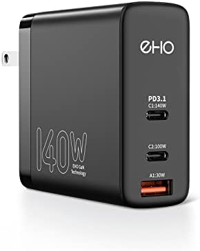 EHO 140W carregador de parede USB C para MacBook Pro 16 , PD 3.1 3 porta GaN III USB C Adaptador de energia 45W PPS Super