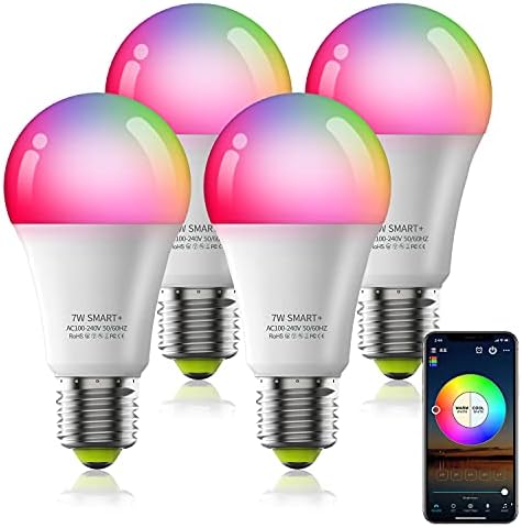 LUZ SMART LUZ RGBCW WIFI Mudança de cor lâmpada A19 E26 2700K-6500K 60 WATT Sincronização equivalente à música trabalha