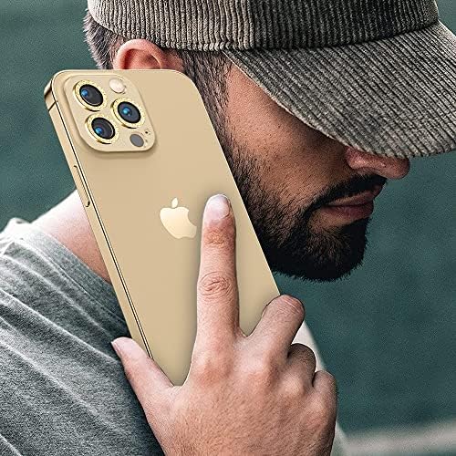 [2 pacote] Protetor de lente GGOOIG para iPhone 13 Pro /13 Pro Max Tempered Glass Treatment /Ligloy Frame /HD Lens Protetor para iPhone 13 Pro /13 Pro Max-Gold