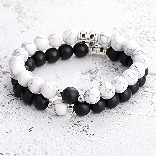 2pcs Natural Stone Chakra Tiger Eye Breads Casais de pulseira combinando pulseira de pedra fosca para homens homens menino menino melhor