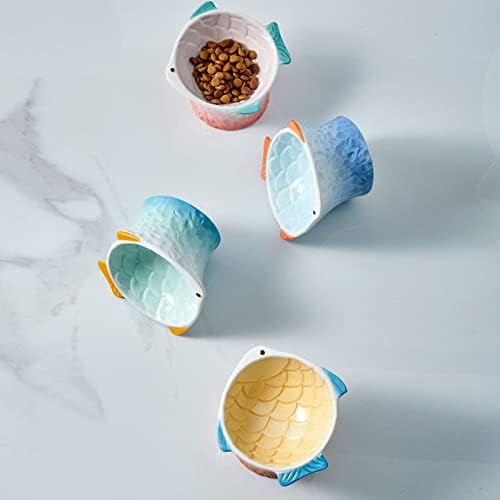 Comeone Ceramic Tilted elevou Pet Bowls para gatos e cães elevados tigela de gato tigela de água tigela de água sem estresse,