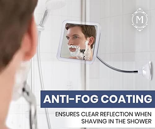 Espelho de chuveiro sem nevoeiro flexível Mirrorvana para barbear de banheiro com altura Extensão de Goba Ajustável