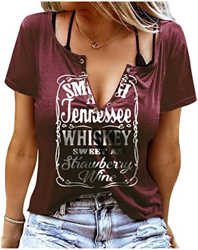 Música country fofa engraçada de camisetas gráficas tops para mulheres amigas tennessee uísque morango vinhos camiseta túnica