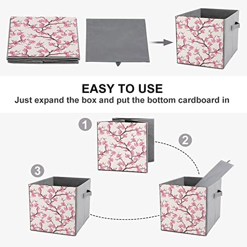 Nudquio Blooming Blossom Blossom Bins dobrável caixas dobráveis ​​Cubas de tecido Cube Organizador simples com alças para casas de