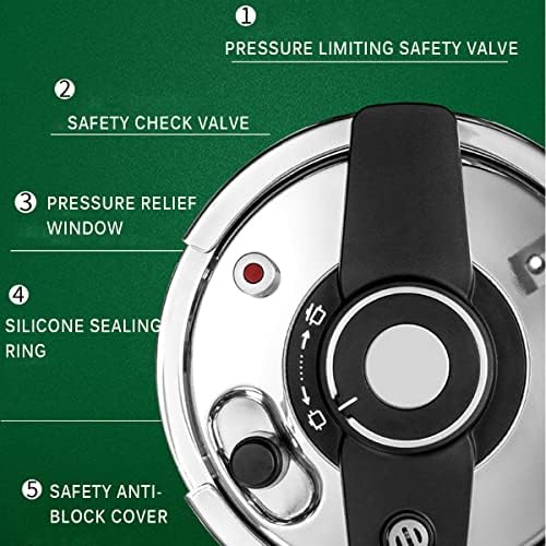 6.5 Brower de pressão de aço inoxidável de 6,5 quart, panela de pressão de esmalte verde, cozinha rápida compatível com fogão a gás e indução, adequado para cozinha/hotel/casa