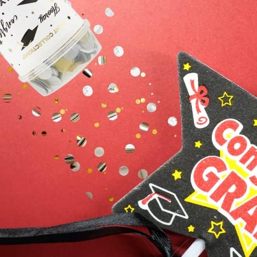 Confetti pop preto, prateado e tonificado Push Poppers, suprimentos de graduação do ensino médio e da faculdade para a turma