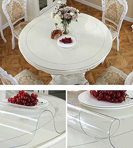 Tampa da mesa redonda transparente Fercla, protetor de mesa de plástico redonda, toalha de mesa de PVC à prova d'água, protetor de mesa para mesa de café, mesa de jantar