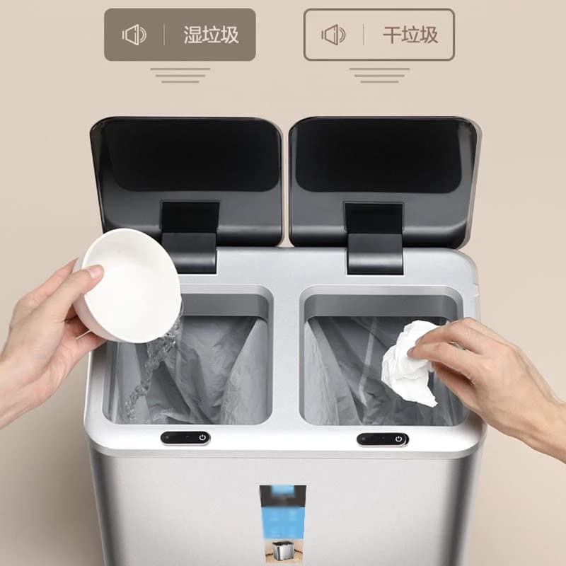 Zhuhw lixo de cozinha inteligente pode reciclar lixeira dupla grande e molhada lixo de separação pode armazenamento automático de cozinha