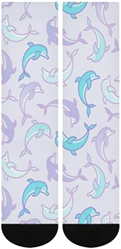 Jumping golfinhos impressos colorido meias correspondentes ao joelho atlético meias altas para mulheres homens