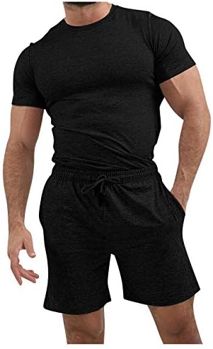 Ternos de traje esportivos de verão masculinos da Realdo Men para homens Camiseta de manga curta e shorts Conjunto de 2 peças de retalhos