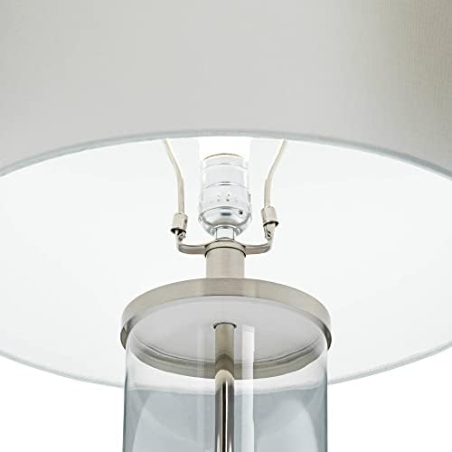 360 Iluminação Watkin Lampões de mesa modernos 27,5 Conjunto de altos de 2 LED com usb e saída de energia CA na base diminuído de vidro transparente coluna branca tambor