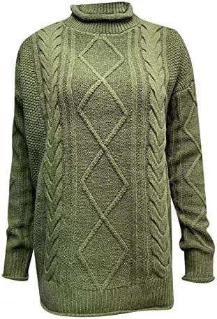 Linhagem de espessura meio gurtleneck suéter de cor sólida moda casual suéter de malha feminino cardigan