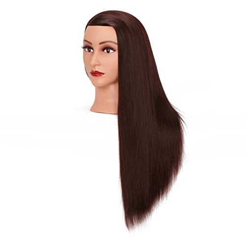 Headstar Mannequin Head 26-28 '' Synthetic Fiber Hair Styling Treinamento Cabeça Manikin Cosmetology Doll Head com suporte