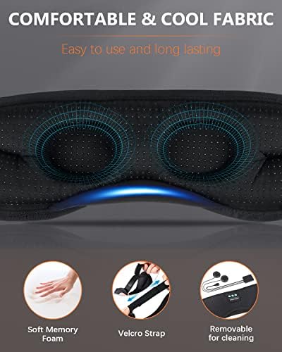 Fone de ouvido do sono, máscara de olho Bluetooth Wireless White Ruído Sleeping, máscara de sono respirável 3D com timer para relaxamento