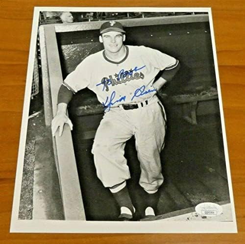 Dick Sisler assinou foto de beisebol vintage 8x10 com JSA COA - fotos autografadas da MLB