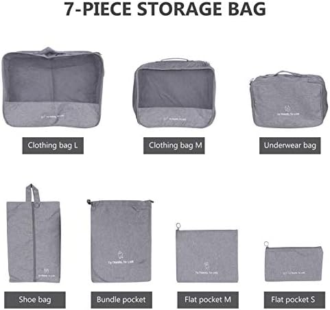 Bolsa de armazenamento de roupas de roupas de cabine de viagem sacos organizadores 7pcs viagens bagagem de bolsas de embalagem com zíper para cubos roupas de classificação de roupas organizadoras roupas de armazenamento sacos de roupas de armazenamento de roupas de armazenamento