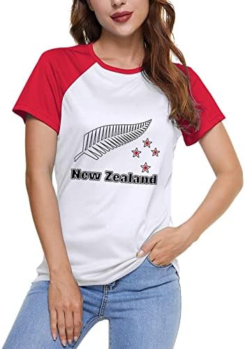 Nova Zelândia Maori Fern Feminina Manga curta Camiseta Graphic Tee Raglan Summer Top Cotton