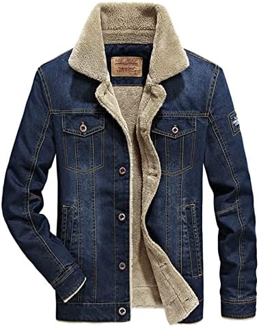 Jaquetas de jeans de inverno xxbr para masculino, botão de botão de lapéu de lapão de lã de lã de casaco interno de moda de