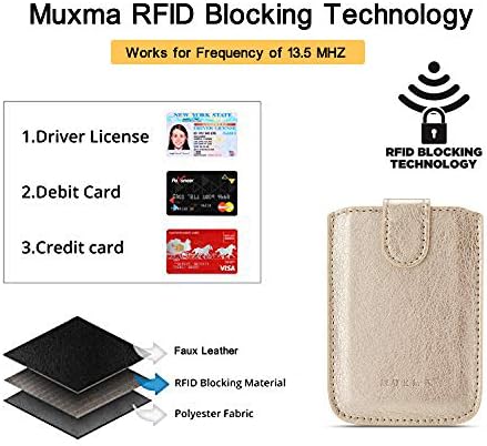 Porta de cartão Mumuguo para trás do telefone, PU Leather RFID Bloqueio 5 Pull Crédito Pull Cash Cash Pollot Pocket Stick Back