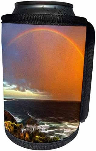 3drose arco -íris sobre a imagem do oceano de pintura com infusão de luz - envoltório de garrafa mais fria