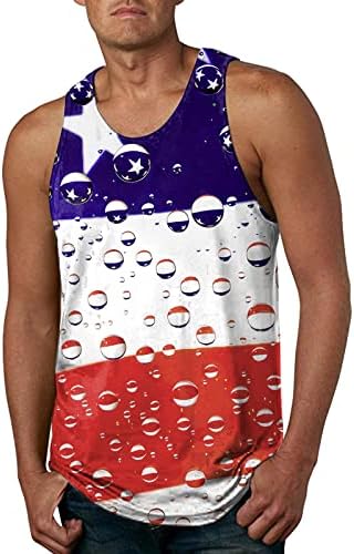 Tampa do tanque havaiana masculina do XXBR, Independence Day Manuseless Tops Summer Summer Loose Casual Beach Seaside Top T-shirt