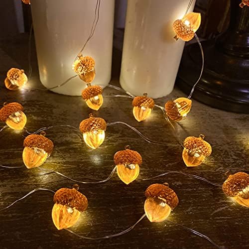 Luzes decorativas de filhotes em 3D e luzes de outono de bolotas para enfeites de ação de graças e árvores de Natal
