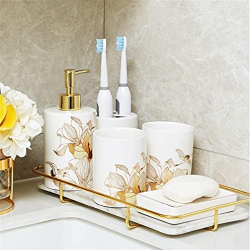 Banheiro chinês de BHVXW Conjunto de cinco peças de lenha cerâmica Copo de lavagem de bandeja de bandeja de bandeja de bandeja de dentes